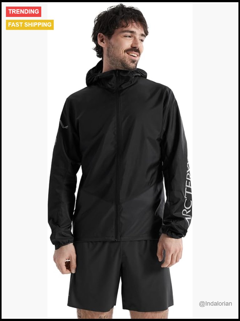 Lightweight Trail Running Windshell Hoody With Packable Pocket